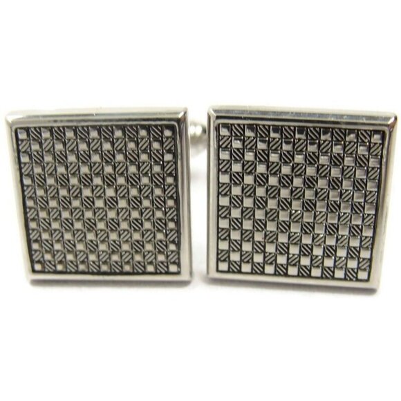 Chaps Cufflinks Silver Tone Square Wedding Tux - Picture 7 of 16
